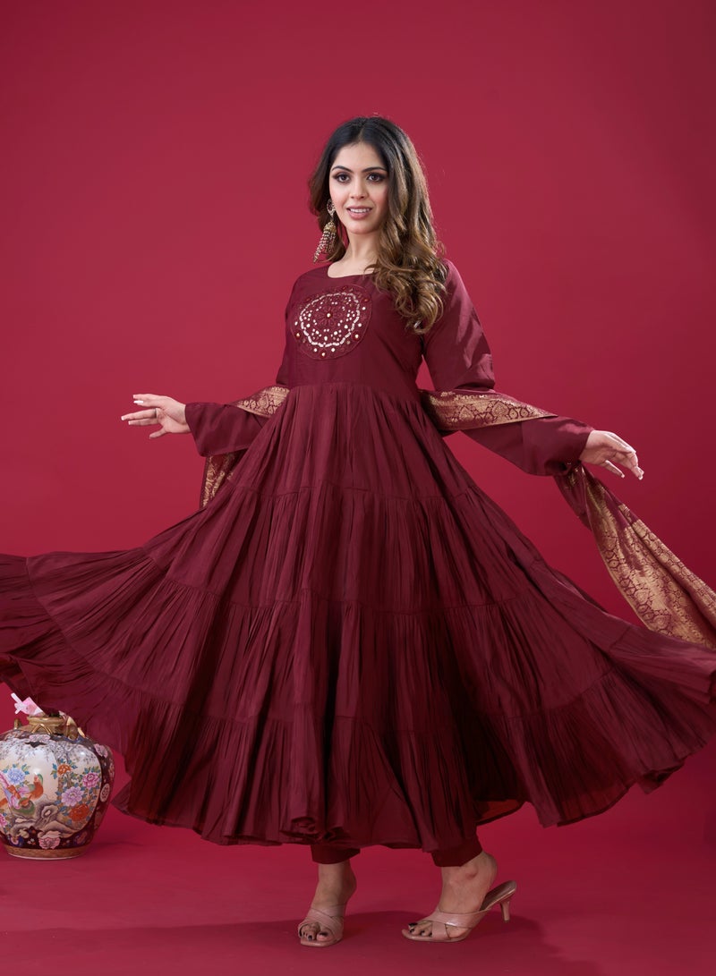 Super Asian Designer Party Wear Look Full Heavy Embroidery Sequence Work Gown with Fully stitched and Dupatta Ready to Wear Collection - Image 5