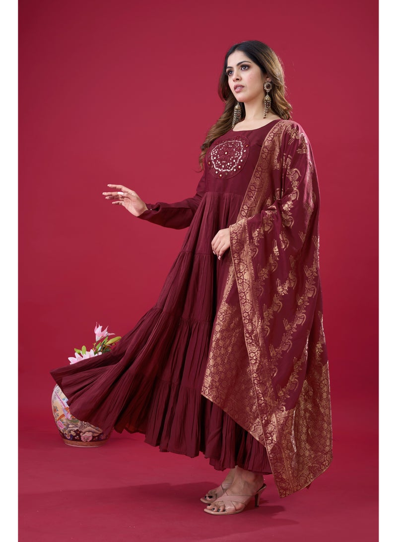 Super Asian Designer Party Wear Look Full Heavy Embroidery Sequence Work Gown with Fully stitched and Dupatta Ready to Wear Collection - Image 2