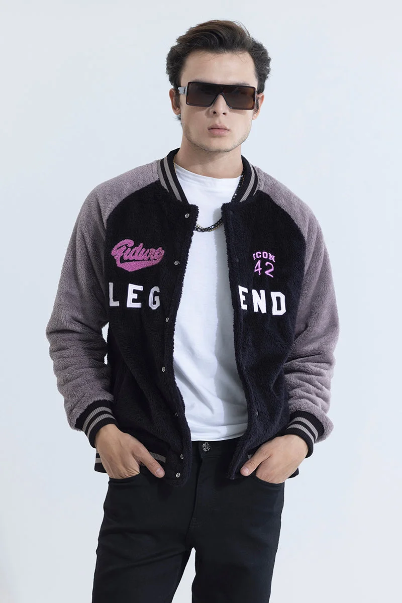 سنيتش Navy Colour Blocked Raglan Sleeves Relaxed Streetwear Jacket