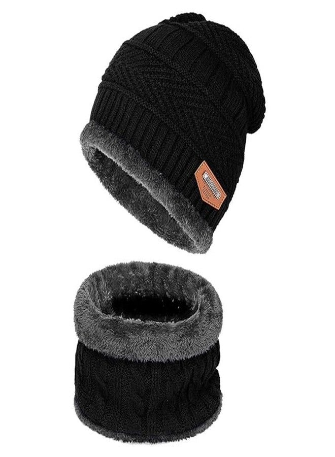 Trend wave ultra soft unisex woolen cap plus muffler scarf set for men women girl boy - Warm,snow proof -20 Degree Temperature Unisex Acrylic Woolen Combo of Beanie/Skull Cap (multi colour) - Image 1