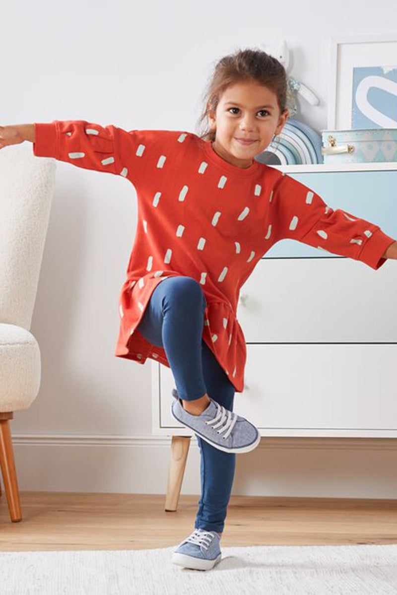 Tchibo Kids Girl Allover Print Dress, Orange - Image 1