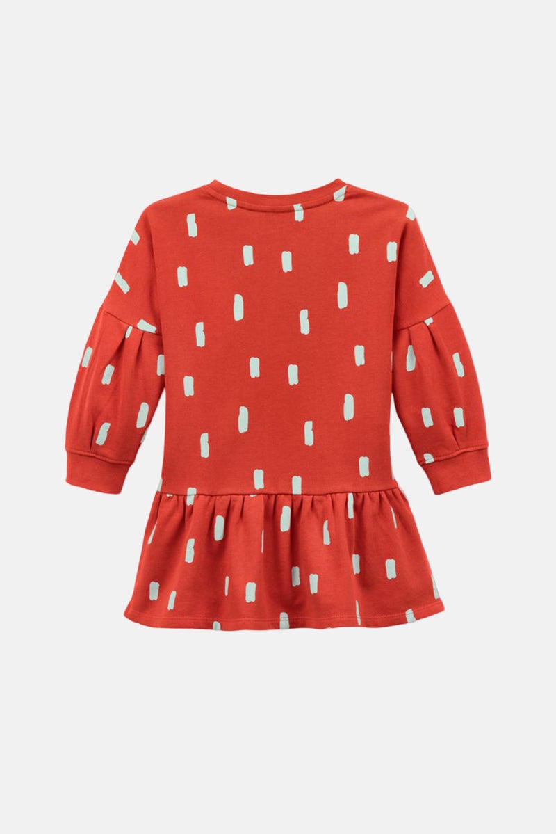 Tchibo Kids Girl Allover Print Dress, Orange - Image 3