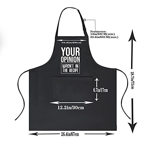 POTALKFREE Funny Chef Aprons for Men and Women with Pockets, Your Opinion Wasn't in the Recipe, Kitchen Cooking Grilling Apron for Dad Mom Husband Wife, Grill Gift for Birthday Christmas Thanksgiving Fathers Day - Image 3