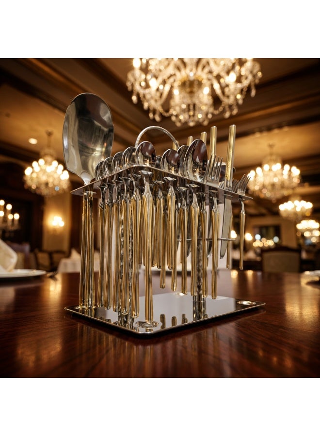 HB 38 pieces of Cutlery Set with holding stand / Stainless Steel with Gold Plated - Image 1