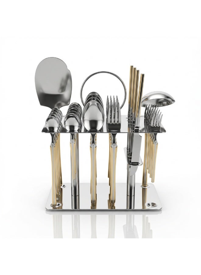 HB 38 pieces of Cutlery Set with holding stand / Stainless Steel with Gold Plated - Image 2