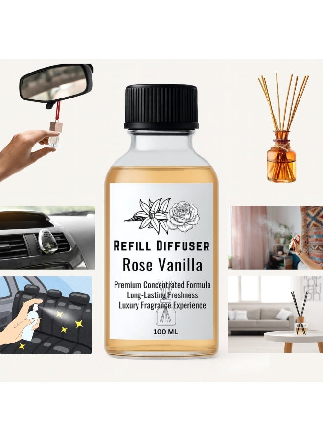 Luxury Rose Vanilla Diffuser Refill - Reed Diffusers - Room & Car Air Freshener with Long- Lasting Concentrated Fragrance - Image 2
