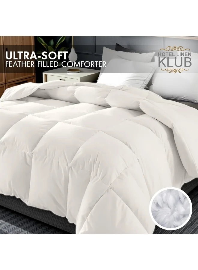 Hotel Linen Klub Hotel Linen Klub Luxury Duck Down Feather Duvet – Crafted with 100% Cotton Down Alternative Fabric and Natural Duck Down Fill for Superior Comfort, Warmth, and Breathability-Size: Single (160 x 220cm)