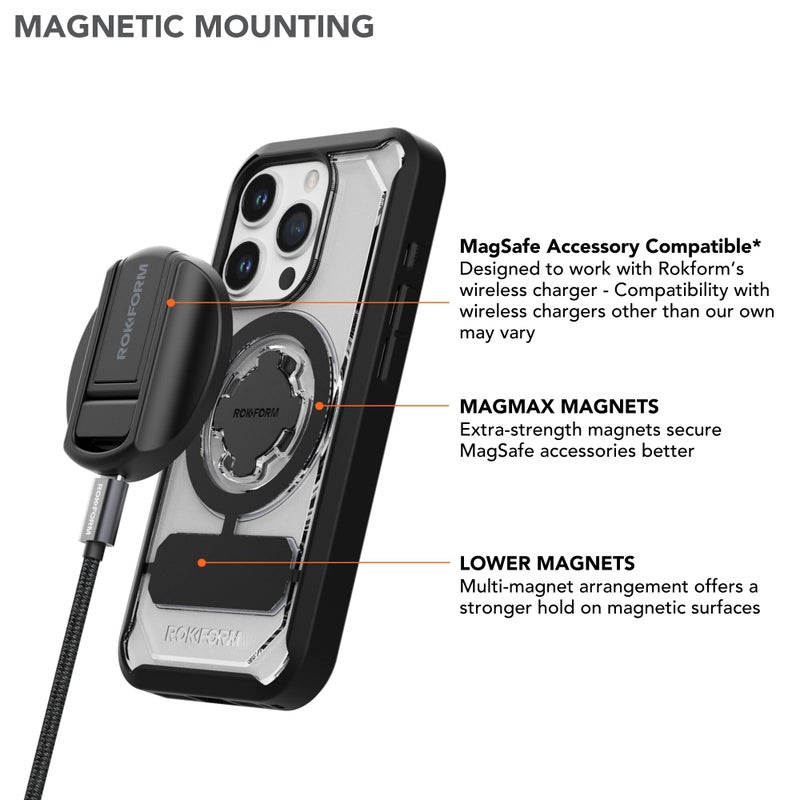 Rokform iPhone 15 Pro Case, Crystal Series Magnetic Clear Case for iPhone 15 Pro with RokLock Twist Closure, Slim Drop Tested Armor (Clear) - Image 5