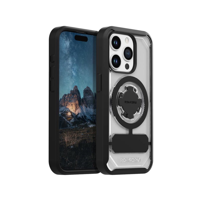 Rokform iPhone 15 Pro Case, Crystal Series Magnetic Clear Case for iPhone 15 Pro with RokLock Twist Closure, Slim Drop Tested Armor (Clear) - Image 1