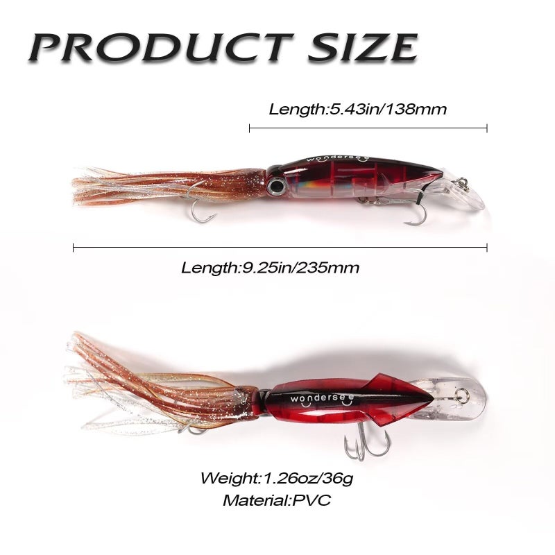 Wondersee Squid Fishing Bait Soft Hard Lures Kit Swimbait Crankbait Jig Simulation Weighted Holographic 4 PCS, White - Image 3