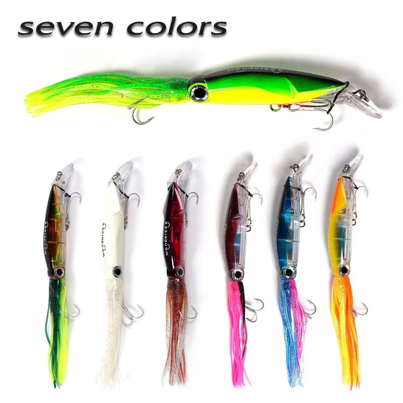 Wondersee Squid Fishing Bait Soft Hard Lures Kit Swimbait Crankbait Jig Simulation Weighted Holographic 4 PCS, White - Image 4