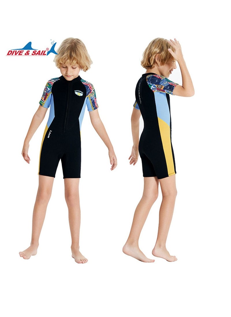 DIVE & SAIL - Keep Warm Children Diving Suit Three-layer High Elastic Wetsuit For Boys Black - Image 1