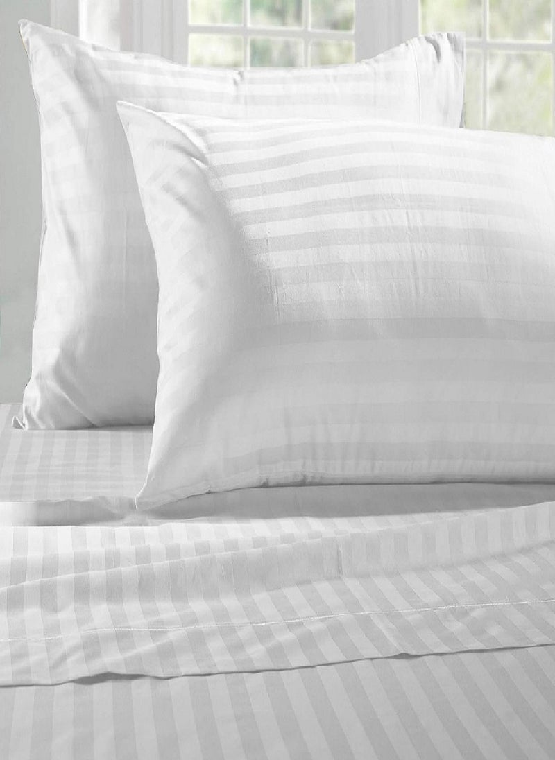 Blueberry - Cotton King Striped Fitted Elastic Pack of 3 Bedsheet 200x200+20cm - Image 1