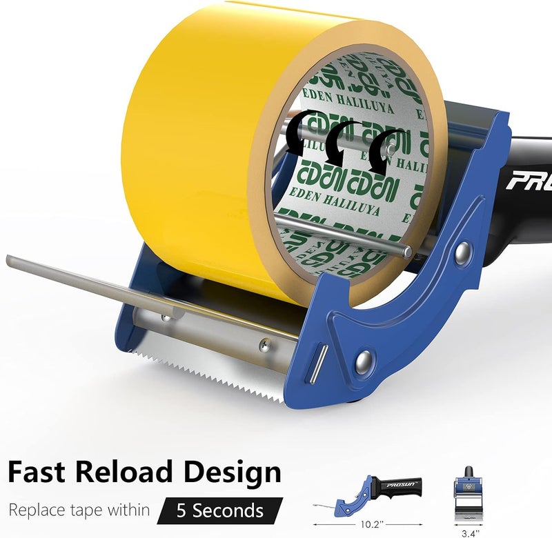 Prosun Fast Reload 3 Inch Wide Large Tape Gun Dispenser Packing Packaging Sealing Cutter (TG04-BLU) - Image 2