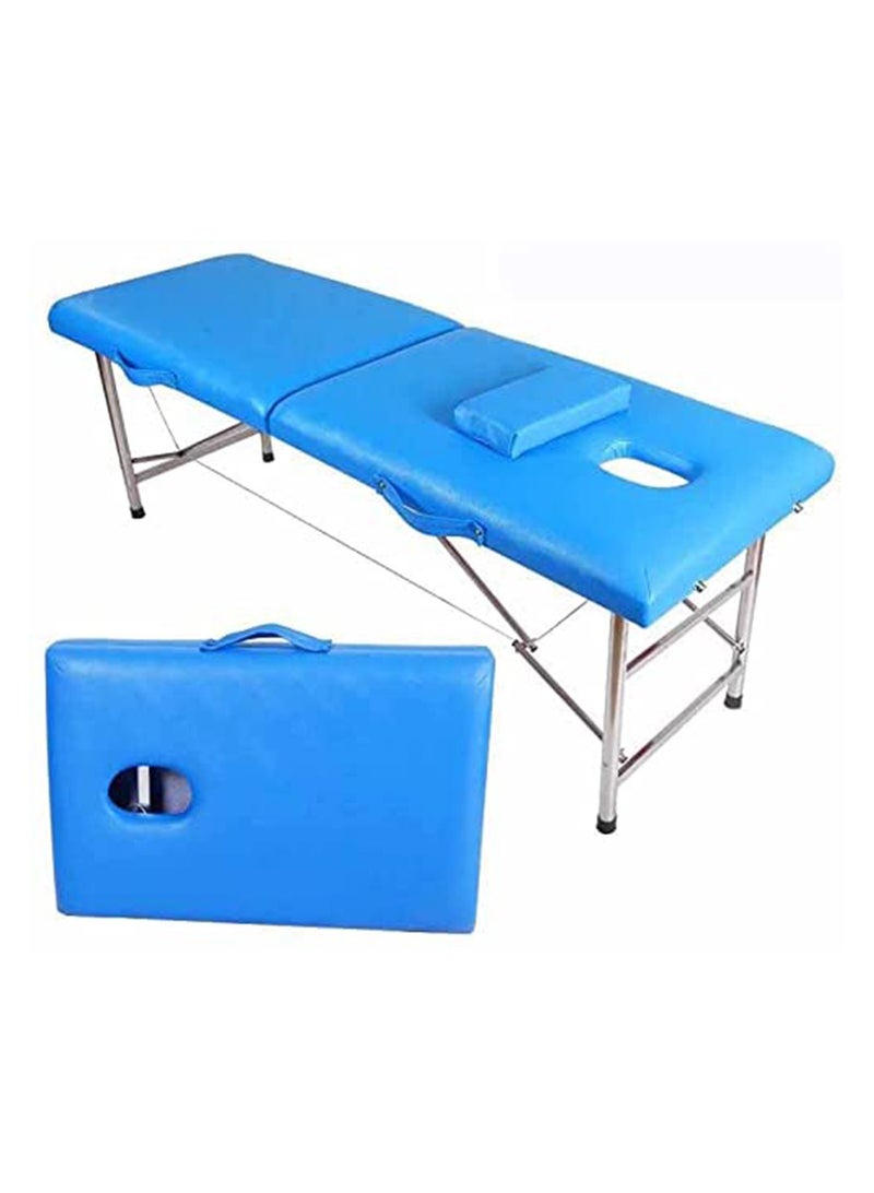 brunson Portable Massage Bed Foldable Massage Tables with Pillow SPA Bed with Stainless Steel Frame 2 Fold Black for SPA Salon Tattoo Massage Therapeutic Treatment Massage Table Adjustable Table 180cm Long 70cm Wide 2 Fold PU Portable Salon Massage Bed - Image 1