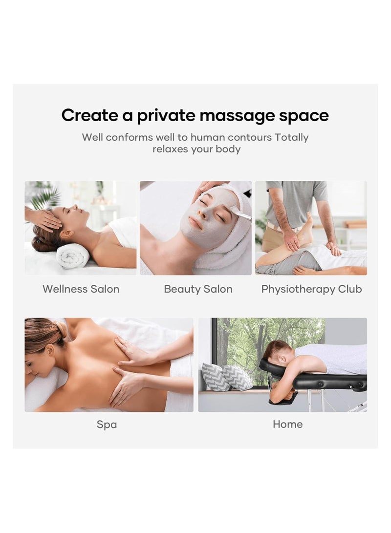 brunson Portable Massage Bed Foldable Massage Tables with Pillow SPA Bed with Stainless Steel Frame 2 Fold Black for SPA Salon Tattoo Massage Therapeutic Treatment Massage Table Adjustable Table 180cm Long 70cm Wide 2 Fold PU Portable Salon Massage Bed - Image 2