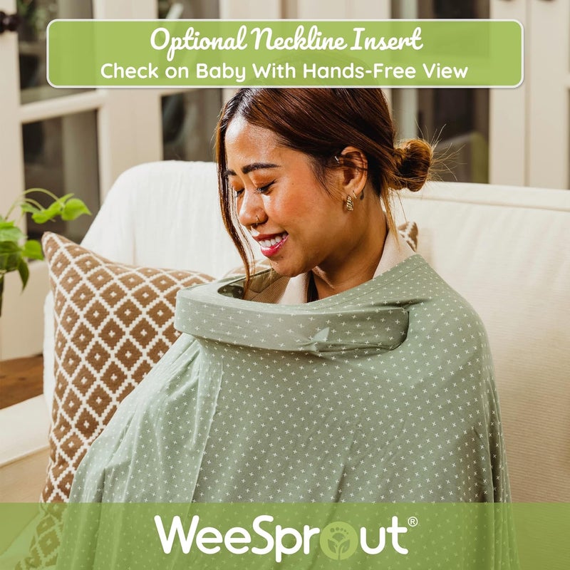 WeeSprout Nursing Cover for Breastfeeding, Soft & Breathable Nursing Poncho, Neck Insert for Hands-Free View, Machine Washable & Dryer Safe Feeding Cover Up - Image 4