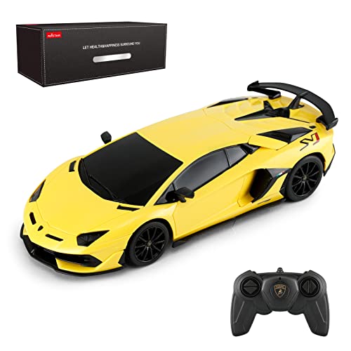 RASTAR Lamborghini Remote Control Car 124 RC Lamborghini Aventador SVJ RC Model Toy Car Yellow - Image 1