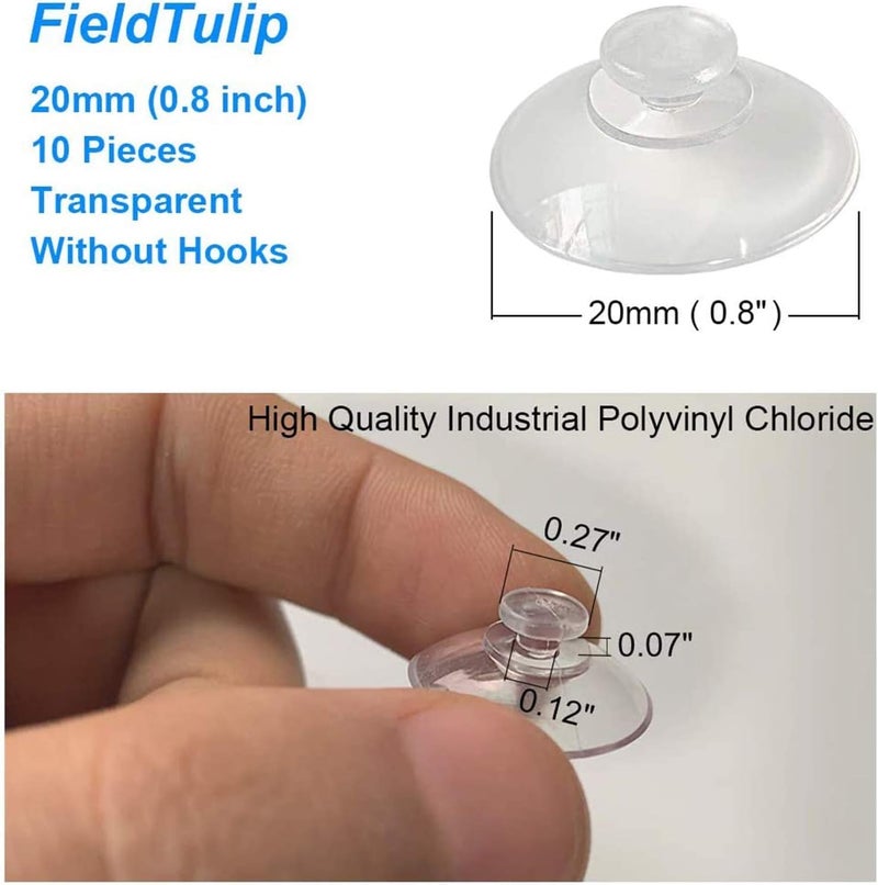 SWIUKPHE 10 Pcs Suction Cup Hooks, Removable Waterproof Stronge Powerful, 22MM Mini Suction Cups Clear Professional PVC Plastic Sucker Pads for Decoration Wall Home Bathroom and Kitchen, Car - Image 2