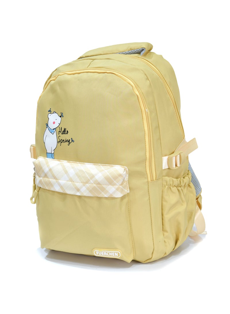 FUERCHEN High quality nylon school backpack for girls and boys, Yellow - Image 1