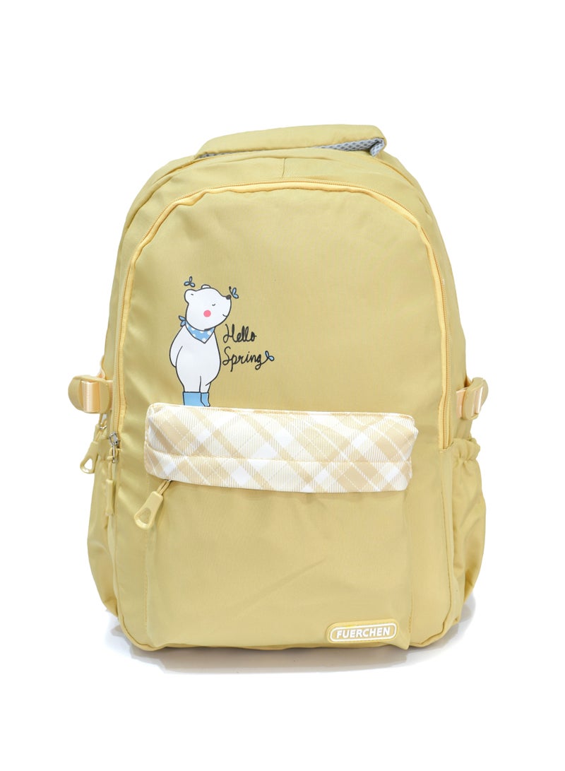 FUERCHEN High quality nylon school backpack for girls and boys, Yellow - Image 2