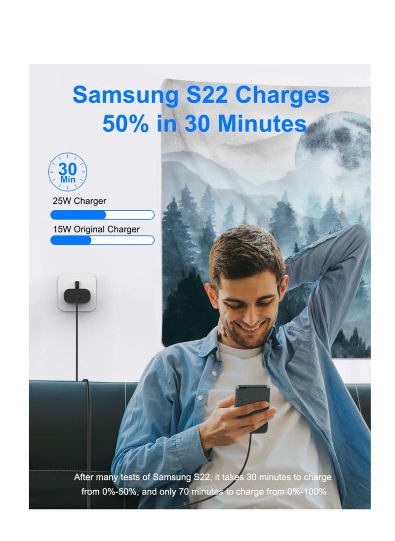 Generic - 25W Charger for Samsung Phone Fast Charger for S24, S24+, S24 Ultra, S23, S23 Ultra, S22+, S22, A35, A36, A73, A72 ,A56,A55, A54, A53, A51,A16,A15,A14,A12,and Z Flip 6/6SE/5/4/3 ,Z Fold 6/5/4/3,USB C Cable and Plug Charge--Black - Image 1