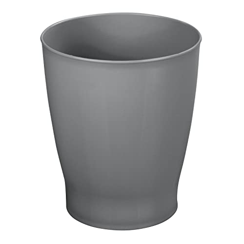 mDesign Round Plastic Bathroom Garbage Can, 1.25 Gallon Wastebasket, Garbage Bin, Trash Can for Bathroom, Bedroom, and Kids Room - Small Trash Can - Fyfe Collection - Charcoal Gray - Image 1
