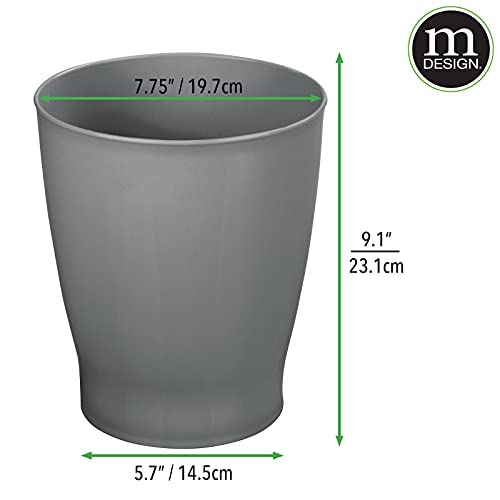 mDesign Round Plastic Bathroom Garbage Can, 1.25 Gallon Wastebasket, Garbage Bin, Trash Can for Bathroom, Bedroom, and Kids Room - Small Trash Can - Fyfe Collection - Charcoal Gray - Image 4