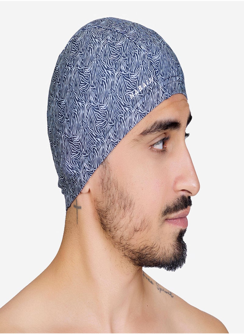 NABAIJI NABAIJI by DECATHLON, Adult Swimming Cap Mesh Printed Fabric Zebra White Black  - Image 1
