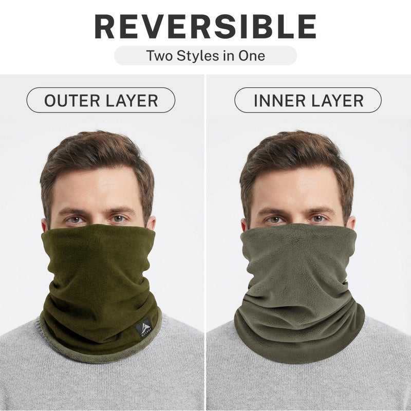 GXCROR Winter Neck Warmer, Reversible Fleece Gaiter Scarf, Windproof Face Mask for Men & Women - Image 2