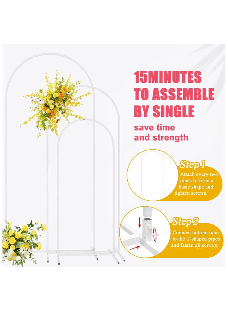 XiuWoo White Metal Arch Backdrop Stand Set of 3 Arched Door Frame 180/150/120cm for Wedding Parties Birthday Graduation Anniversary Celebration Opening Ceremony and Other Indoor Outdoor Decoration - Image 5