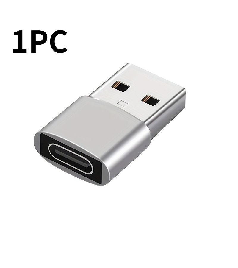 Silvery Type C Female to USB Male Converter Adapter Plug and Play - Image 1