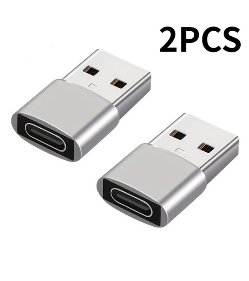 Silvery Type C Female to USB Male Converter Adapter Plug and Play - Image 2