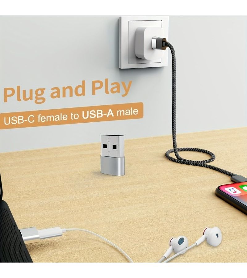 Silvery Type C Female to USB Male Converter Adapter Plug and Play - Image 5