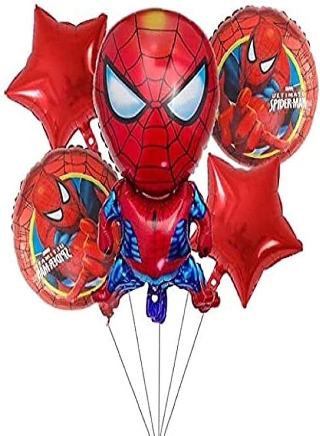 Secret Spiderman Foil Balloons 5pcs for Boy Girl Kids Birthday Party Decoration