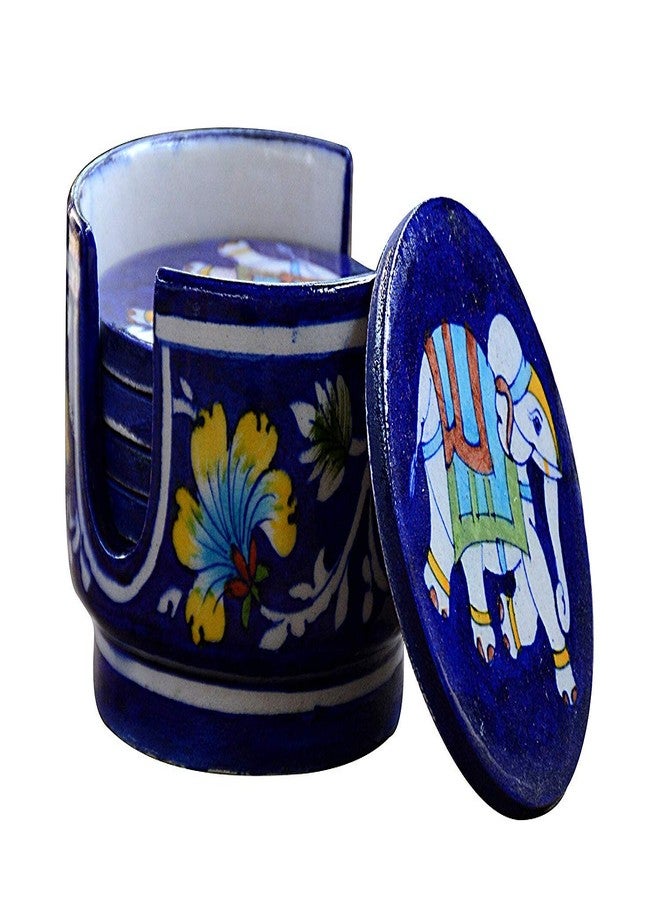 Shriyam Craft Blue Pottery Coaster Set of 6 - Image 2