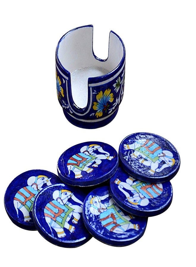 Shriyam Craft Blue Pottery Coaster Set of 6 - Image 1