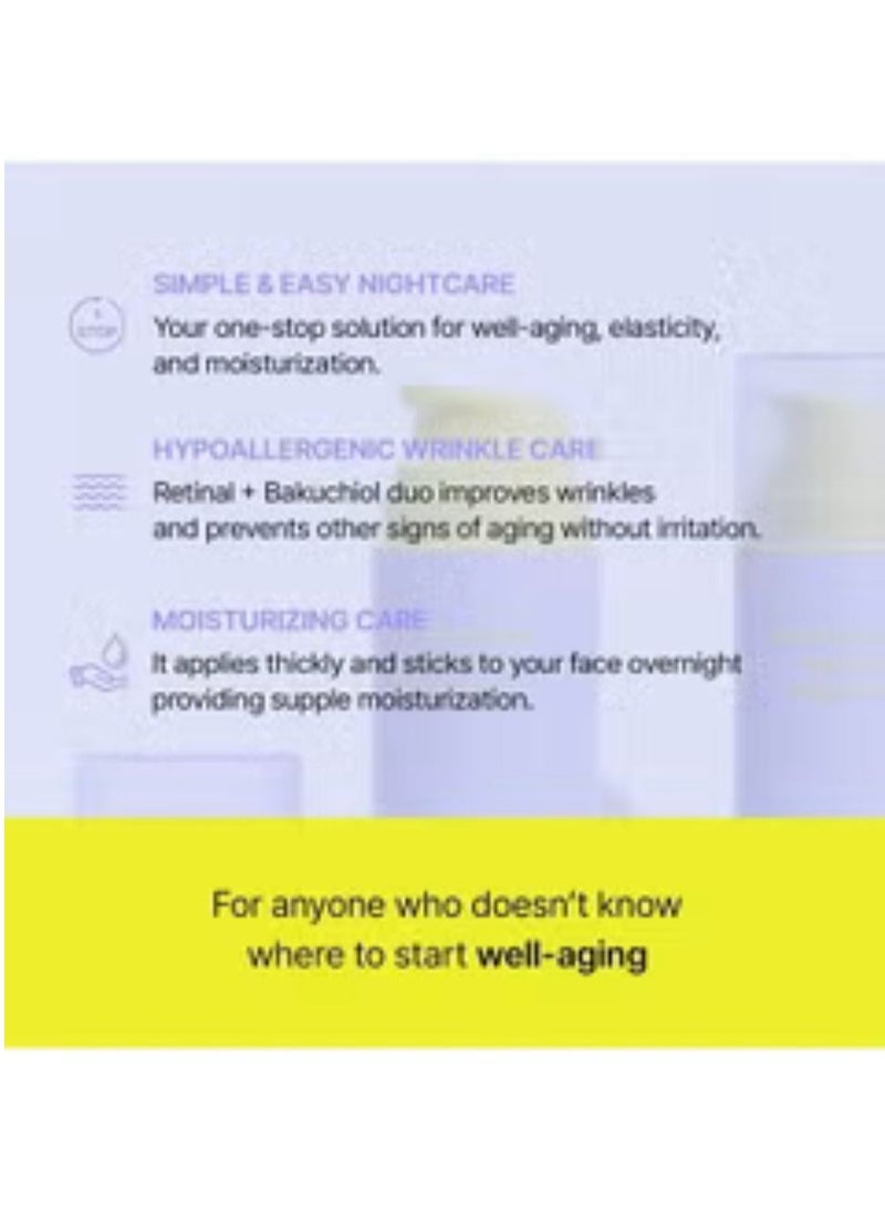 By Wishtrend - Vitamin A-mazing Bakuchiol Night Cream, Retinal moisturizer to start well-aging, Retinol, Night treatment for fine line, saggy, dry skin for sensitive skin, 1.05 oz, 30g - Image 1