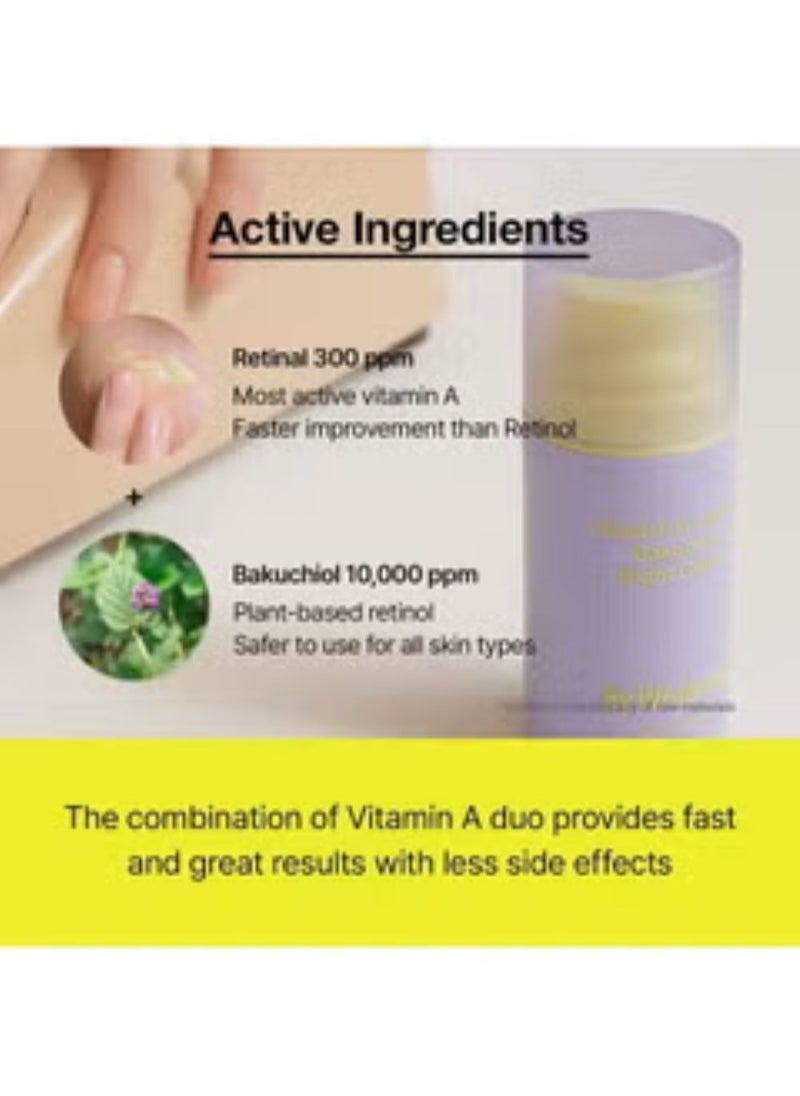By Wishtrend - Vitamin A-mazing Bakuchiol Night Cream, Retinal moisturizer to start well-aging, Retinol, Night treatment for fine line, saggy, dry skin for sensitive skin, 1.05 oz, 30g - Image 1