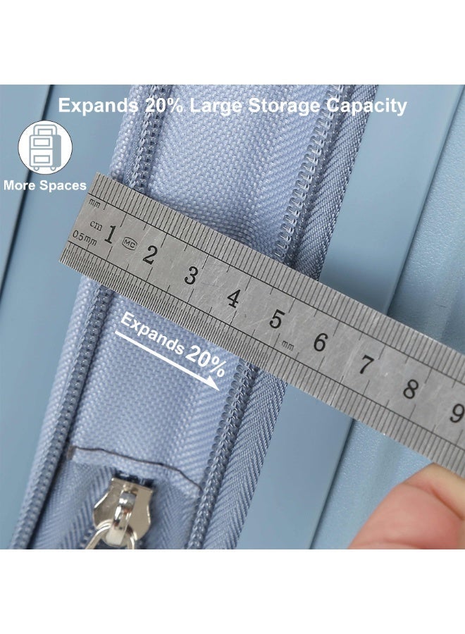 SENATOR Unisex Expandable Hard Case Luggage Lightweight PP Fashion Trolley Luggage with 4 Double Spinner Wheel and Safe Zippers KH1006-Grey Blue - Image 5