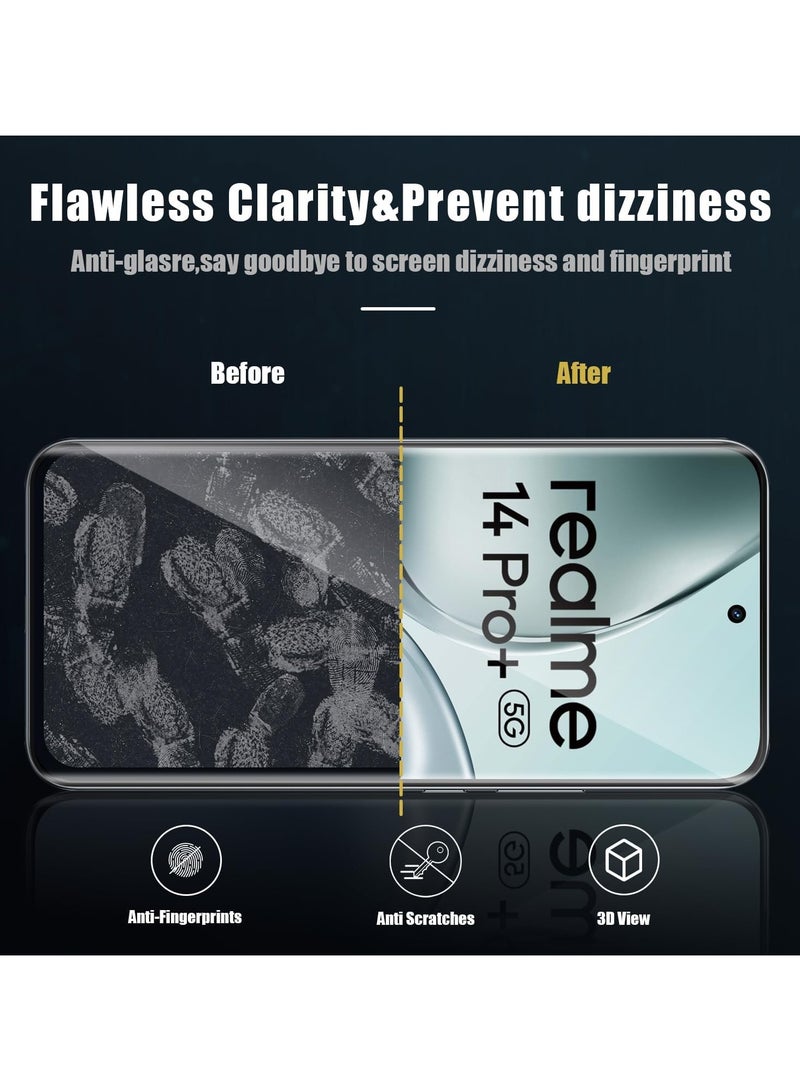 【2+2】 pieces Realme 14 Pro Plus 5G Tempered Glass Screen Protector and Camera Protector, Anti-scratch 9H Hardness Anti-bubble Tempered Glass Screen Protector - Image 4