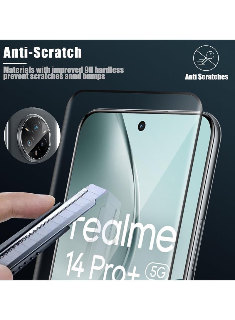 【2+2】 pieces Realme 14 Pro Plus 5G Tempered Glass Screen Protector and Camera Protector, Anti-scratch 9H Hardness Anti-bubble Tempered Glass Screen Protector - Image 3