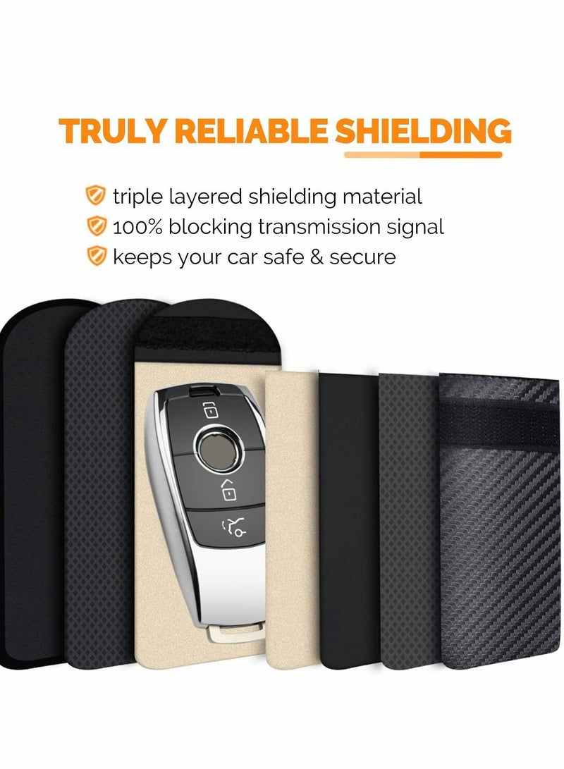 Excefore Anti-Theft Bag for Car Keys, RFID Key, Signal Blocking Pouch Single Pocket, Carbon Fiber Bank Card (Swipe 2 Pack, 14*9CM) - Image 5