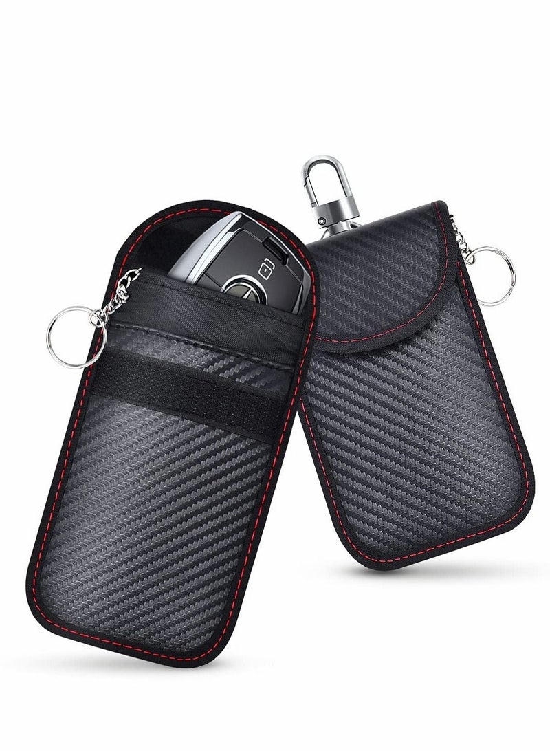 Excefore Anti-Theft Bag for Car Keys, RFID Key, Signal Blocking Pouch Single Pocket, Carbon Fiber Bank Card (Swipe 2 Pack, 14*9CM) - Image 1