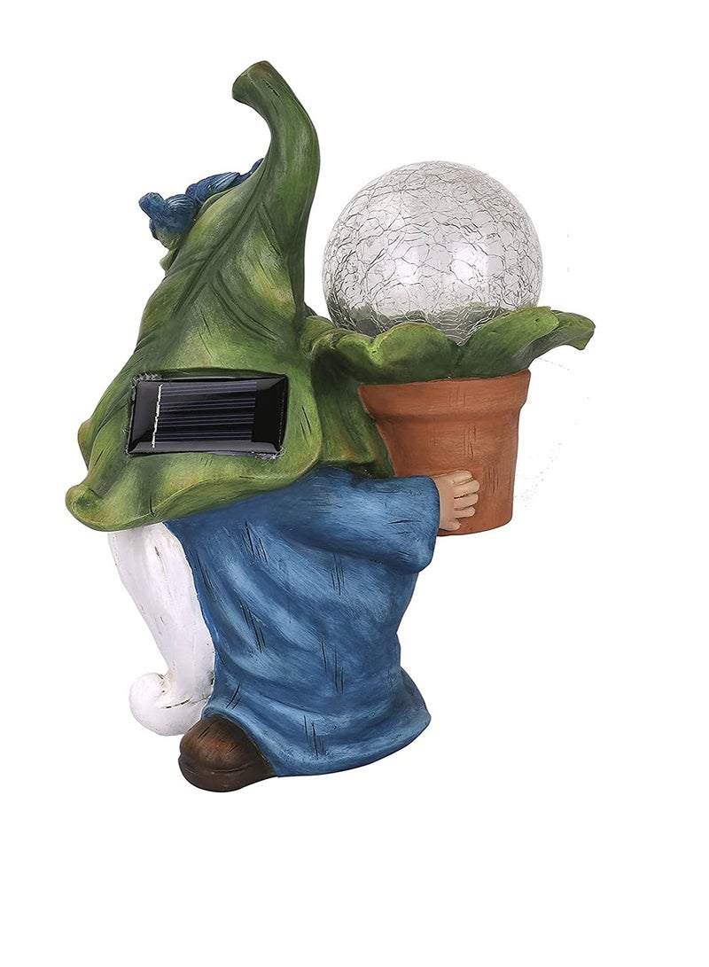 Zikra Garden Solar Genie Light, Garden Gnome Statue  Resin Gnome Figurine Carrying Magic Orb with Solar LED Lights, Outdoor Winter Decorations for Patio Yard Lawn Porch, Ornament Gift, 1 Pcs Set - Image 3