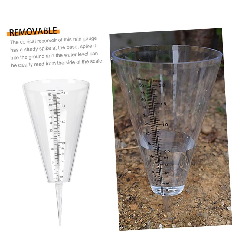 Green Rain Gauge Outdoor Cone Shaped Rainfall Meter Weather Resistant with Ground Spike - Image 5