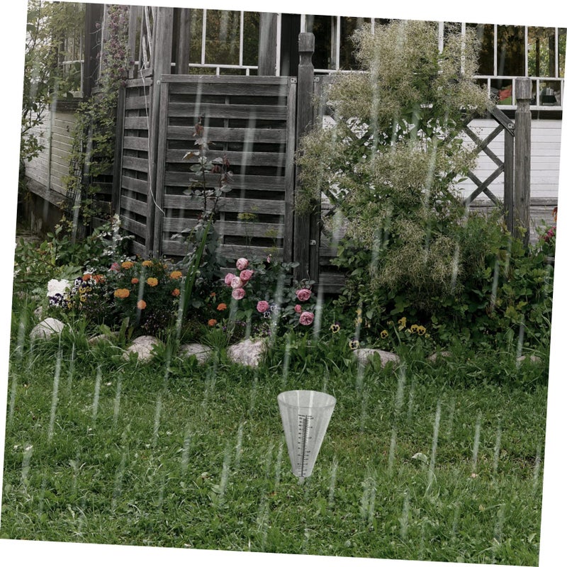 Green Rain Gauge Outdoor Cone Shaped Rainfall Meter Weather Resistant with Ground Spike - Image 3