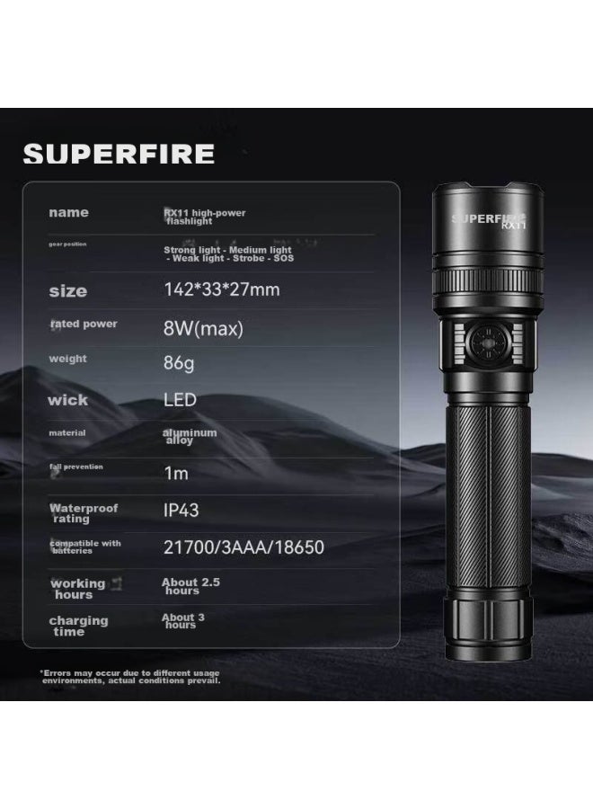 SupFire Supfire Flashlight, High Brightness, Long Battery Life, Long-range, Military-grade, Rechargeable, Compact, Outdoor, Cycling, Illumination, Home Use, Emergency Special Light  - Image 4