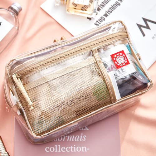 RE ROUGH ENOUGH Rough Enough Clear Toiletry Bag for Traveling Women Travel Size Toiletries Makeup Cosmetic Organizer Large Stiff - Image 2
