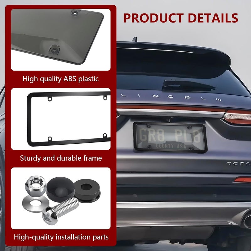 PLALEI 2PCS Clear License Plate Covers and Frames, Personalized License Plate Frame with Screws Screw Caps Washers, Rust-Proof Auto LicensePlate Holder, Universal License Protector for Standard US Plates General standard crafted - Image 3